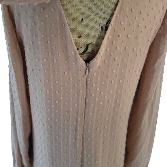 INC Hazel Wood Textured Long-Sleeve Shift V-Neck Dress Tie Back Detail - M - Picture 9 of 11